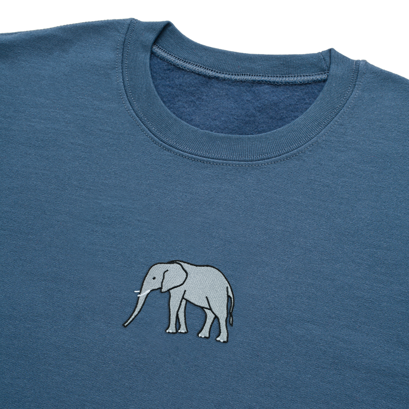 Bobby's Planet Men's Embroidered Elephant Sweatshirt from African Animals Collection in Indigo Blue Color#color_indigo-blue