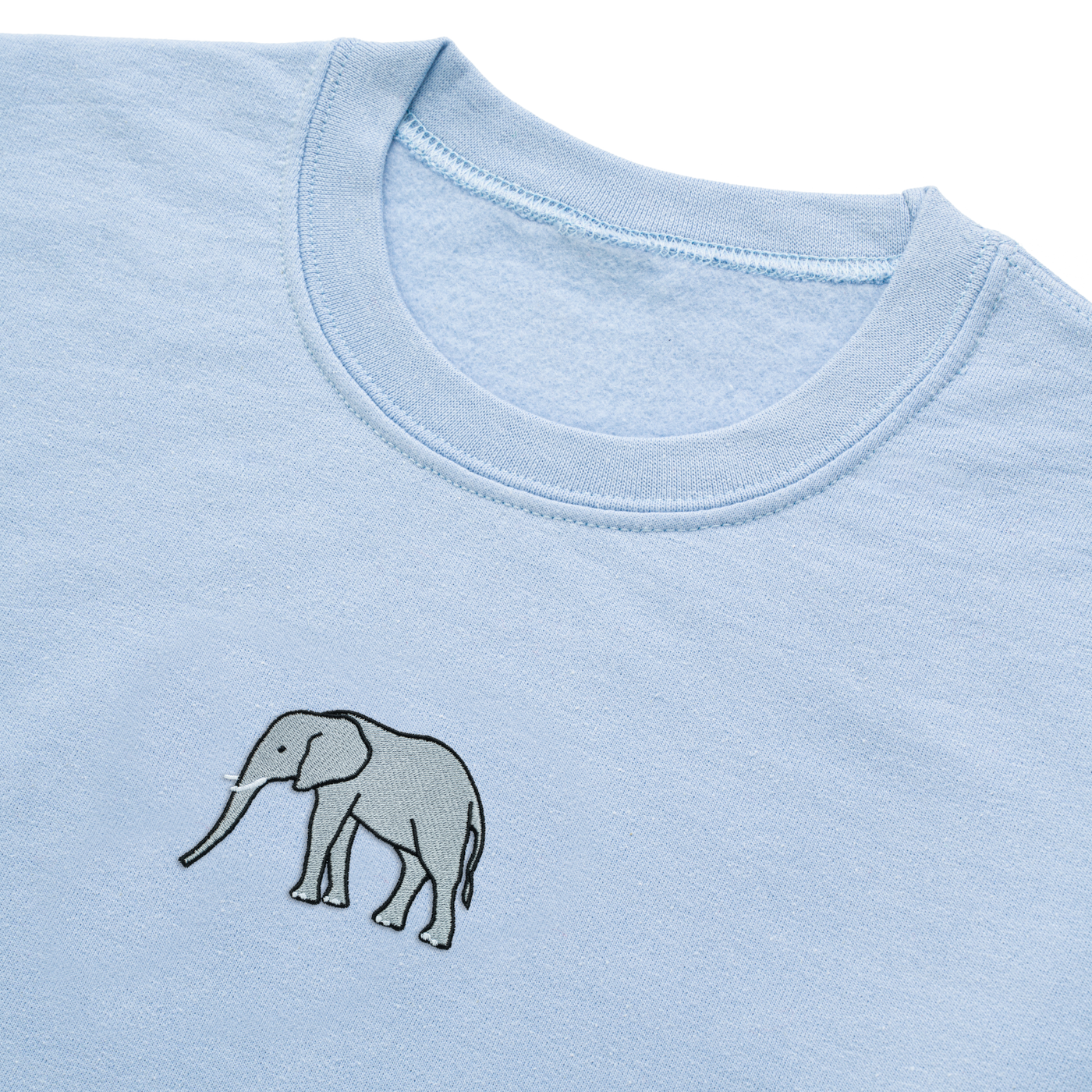 Bobby's Planet Women's Embroidered Elephant Sweatshirt from African Animals Collection in Light Blue Color#color_light-blue