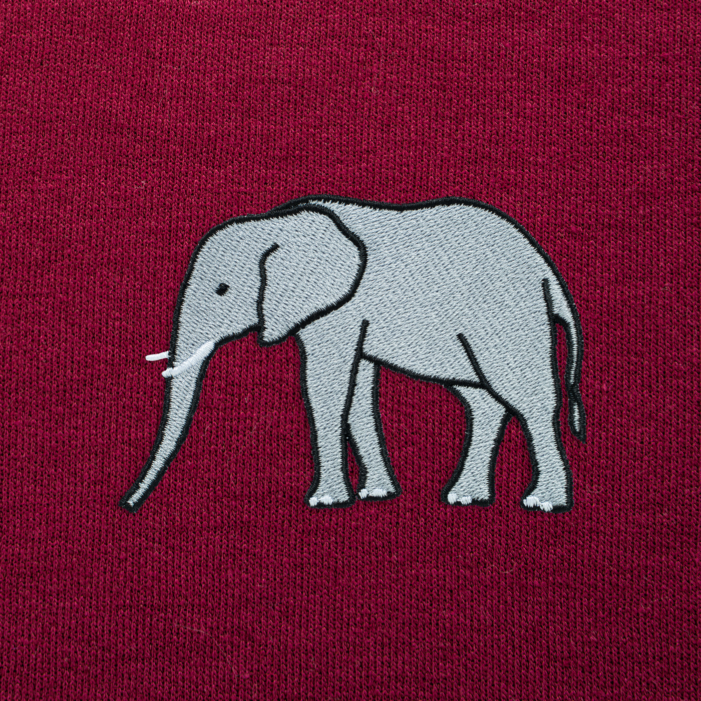 Bobby's Planet Men's Embroidered Elephant Sweatshirt from African Animals Collection in Maroon Color#color_maroon