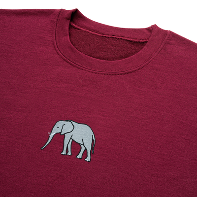 Bobby's Planet Men's Embroidered Elephant Sweatshirt from African Animals Collection in Maroon Color#color_maroon