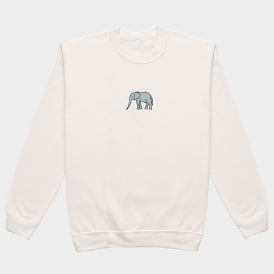 Bobby's Planet Men's Embroidered Elephant Sweatshirt from African Animals Collection in White Color#color_white