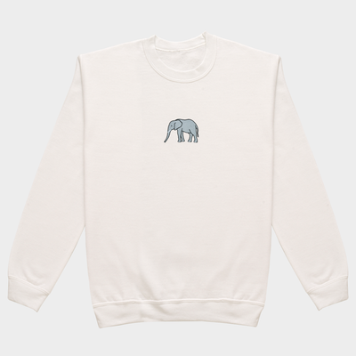 Bobby's Planet Women's Embroidered Elephant Sweatshirt from African Animals Collection in White Color#color_white