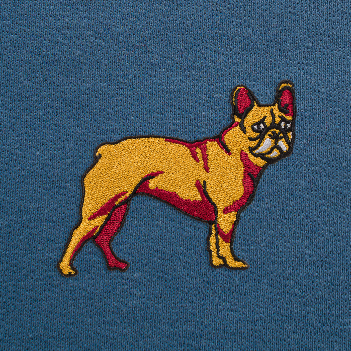 Bobby's Planet Men's Embroidered French Bulldog Sweatshirt from Paws Dog Cat Animals Collection in Indigo Blue Color#color_indigo-blue