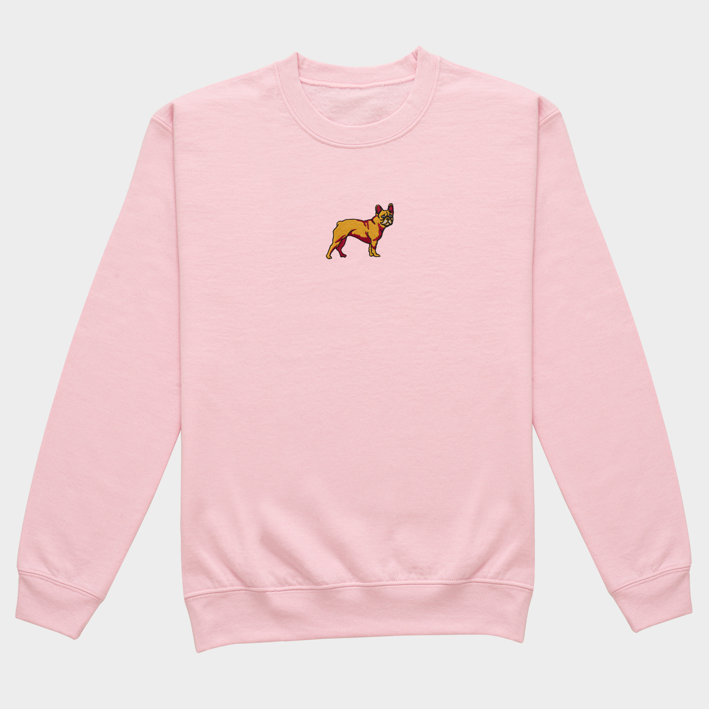 Bobby's Planet Women's Embroidered French Bulldog Sweatshirt from Paws Dog Cat Animals Collection in Light Pink Color#color_light-pink