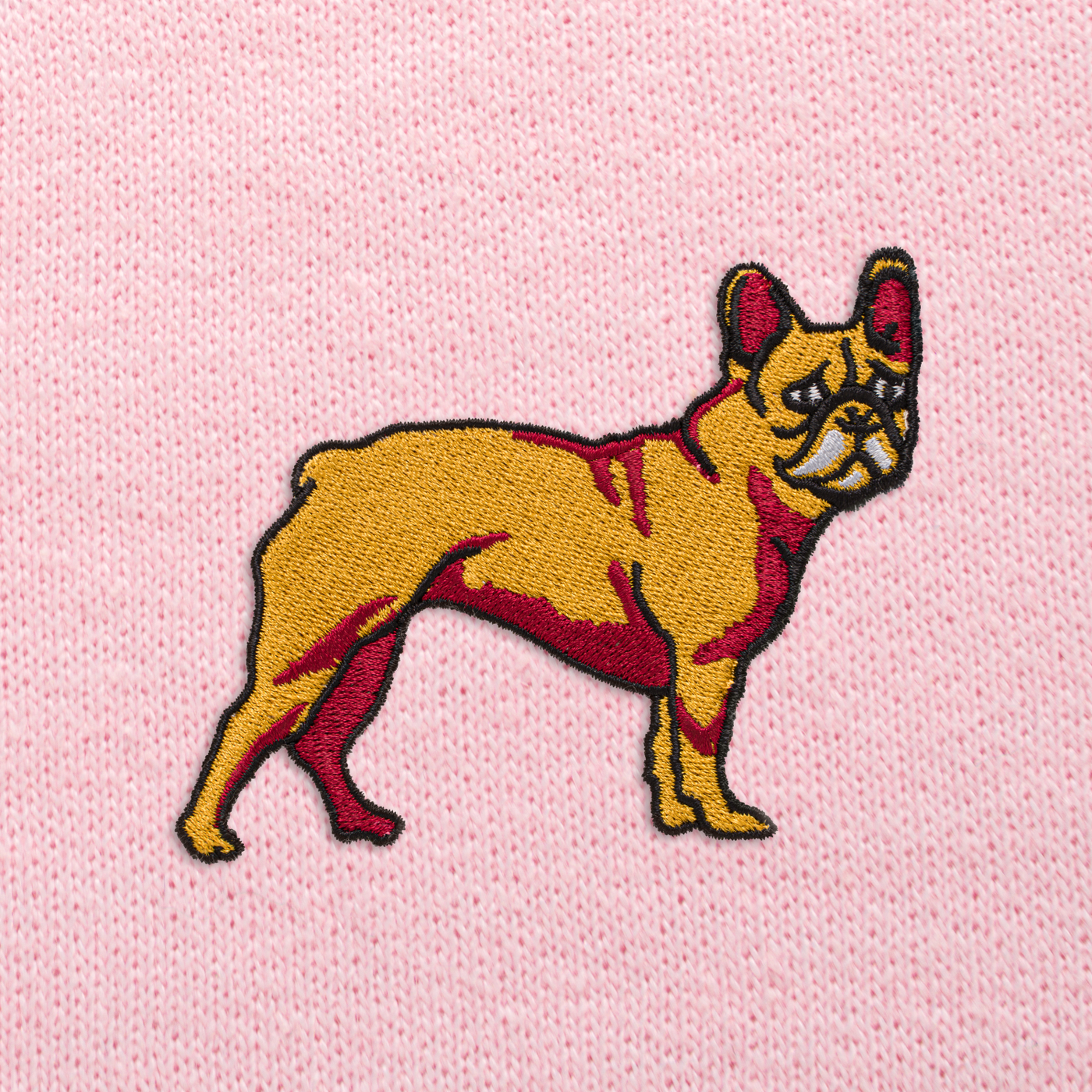 Bobby's Planet Women's Embroidered French Bulldog Sweatshirt from Paws Dog Cat Animals Collection in Light Pink Color#color_light-pink