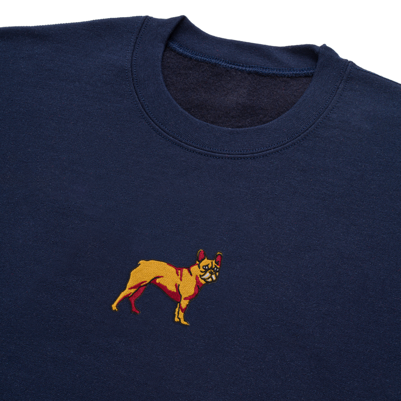 Bobby's Planet Men's Embroidered French Bulldog Sweatshirt from Paws Dog Cat Animals Collection in Navy Color#color_navy