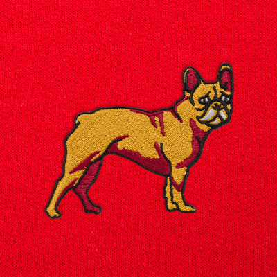 Bobby's Planet Women's Embroidered French Bulldog Sweatshirt from Paws Dog Cat Animals Collection in Red Color#color_red