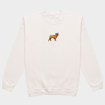 Bobby's Planet Women's Embroidered French Bulldog Sweatshirt from Paws Dog Cat Animals Collection in White Color#color_white
