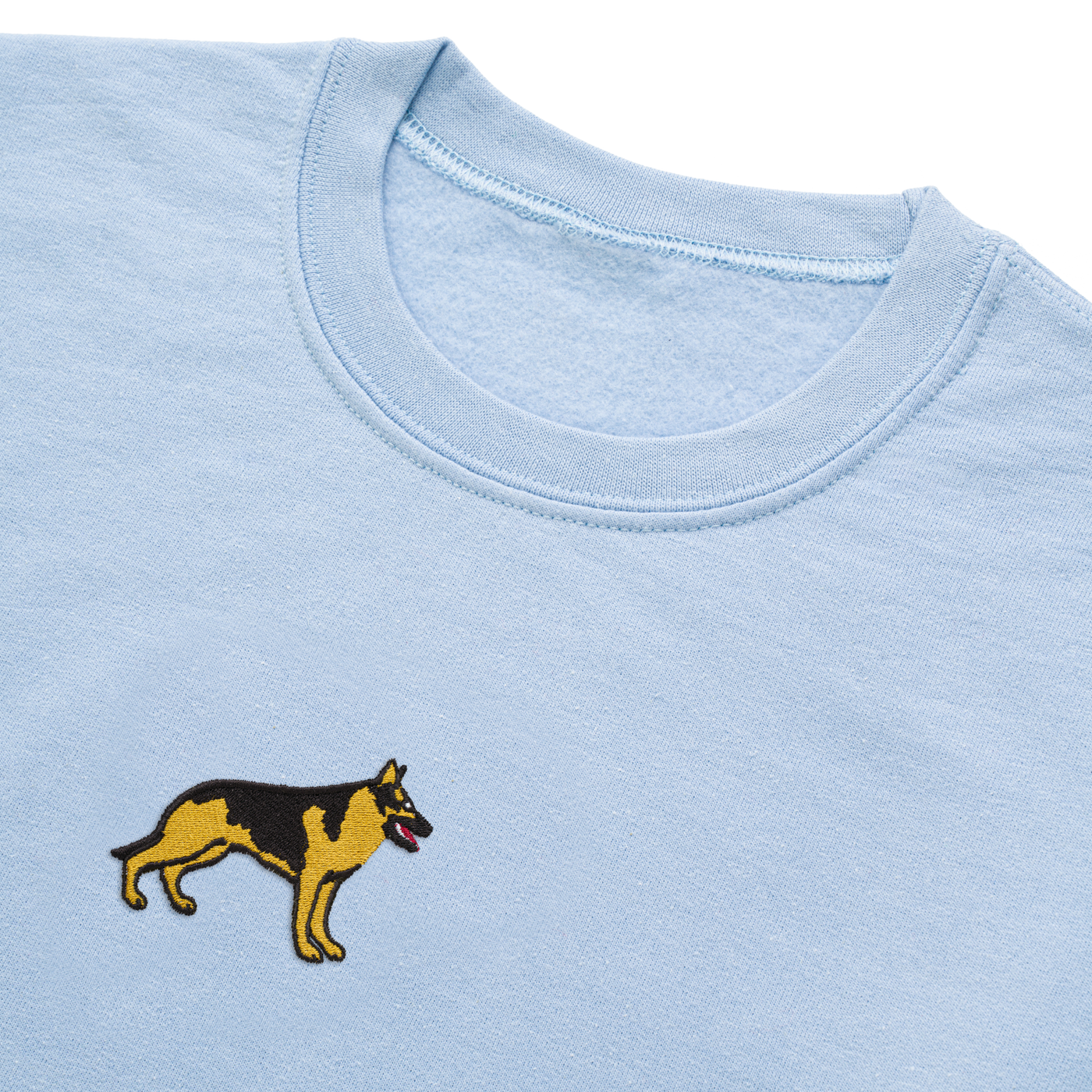 Bobby's Planet Women's Embroidered German Shepherd Sweatshirt from Paws Dog Cat Animals Collection in Light Blue Color#color_light-blue