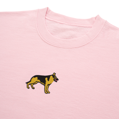 Bobby's Planet Women's Embroidered German Shepherd Sweatshirt from Paws Dog Cat Animals Collection in Light Pink Color#color_light-pink