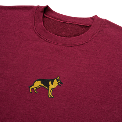 Bobby's Planet Men's Embroidered German Shepherd Sweatshirt from Paws Dog Cat Animals Collection in Maroon Color#color_maroon