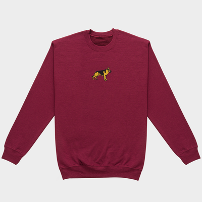 Bobby's Planet Men's Embroidered German Shepherd Sweatshirt from Paws Dog Cat Animals Collection in Maroon Color#color_maroon