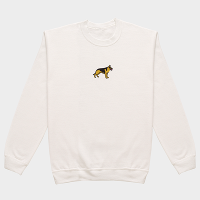Bobby's Planet Women's Embroidered German Shepherd Sweatshirt from Paws Dog Cat Animals Collection in White Color#color_white