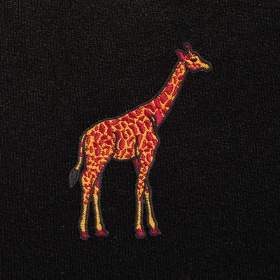 Bobby's Planet Men's Embroidered Giraffe Sweatshirt from African Animals Collection in Black Color#color_black