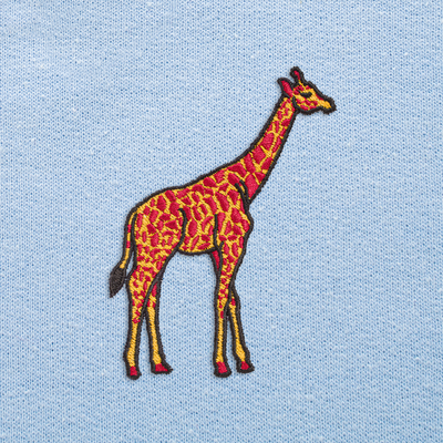 Bobby's Planet Women's Embroidered Giraffe Sweatshirt from African Animals Collection in Light Blue Color#color_light-blue