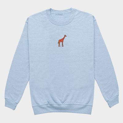 Bobby's Planet Women's Embroidered Giraffe Sweatshirt from African Animals Collection in Light Blue Color#color_light-blue