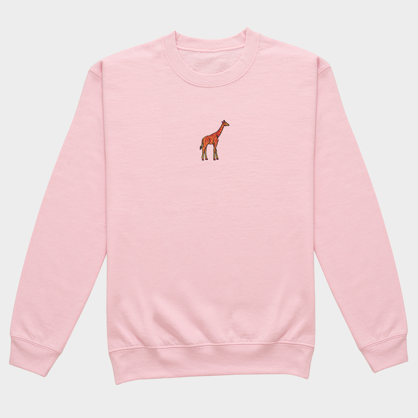 Bobby's Planet Women's Embroidered Giraffe Sweatshirt from African Animals Collection in Light Pink Color#color_light-pink