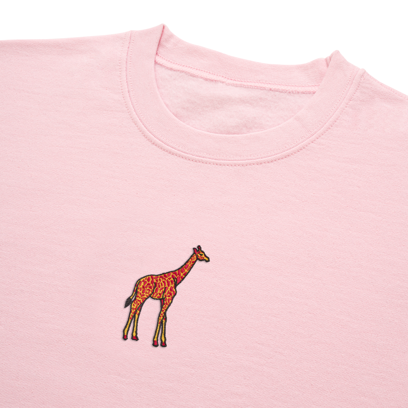 Bobby's Planet Women's Embroidered Giraffe Sweatshirt from African Animals Collection in Light Pink Color#color_light-pink