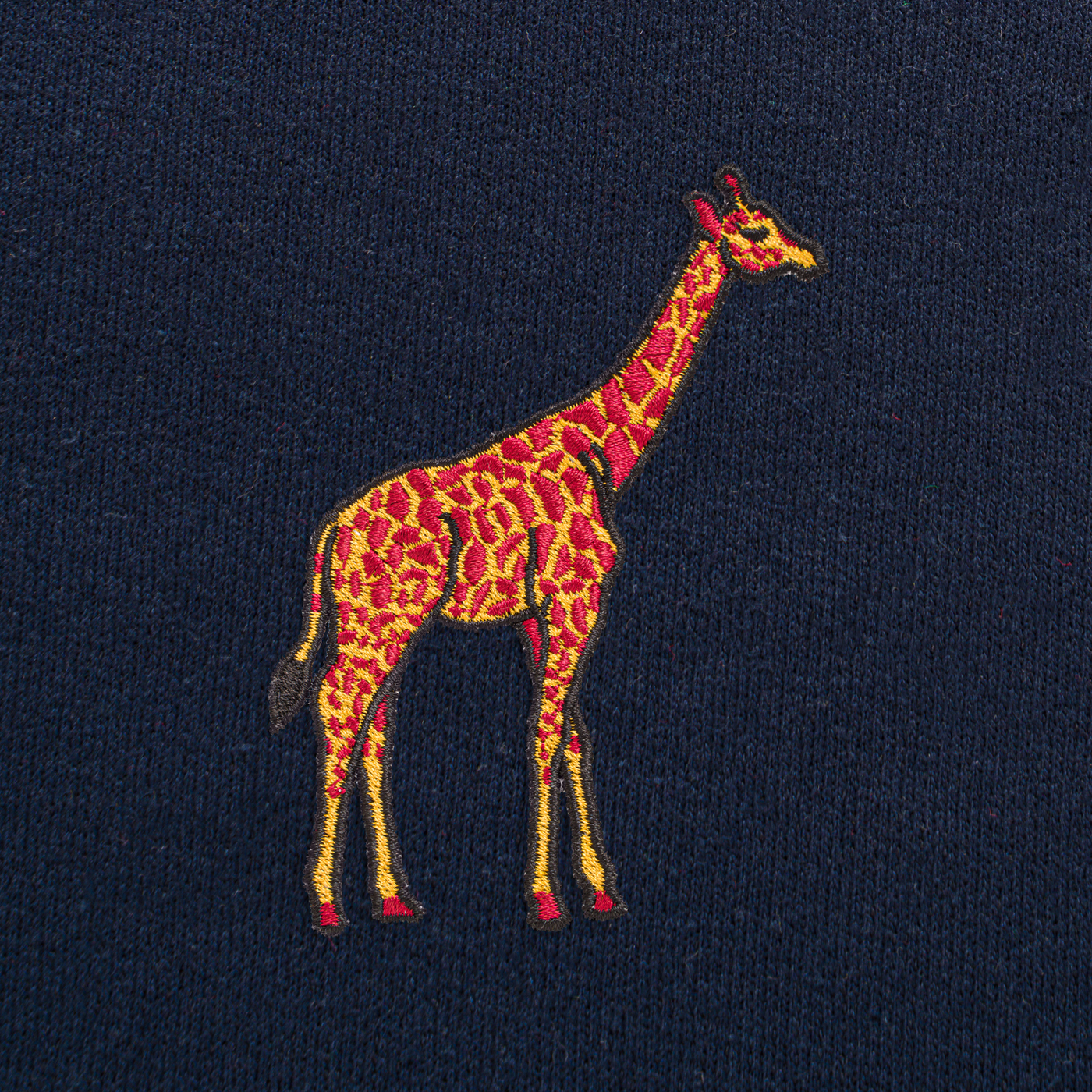 Bobby's Planet Women's Embroidered Giraffe Sweatshirt from African Animals Collection in Navy Color#color_navy