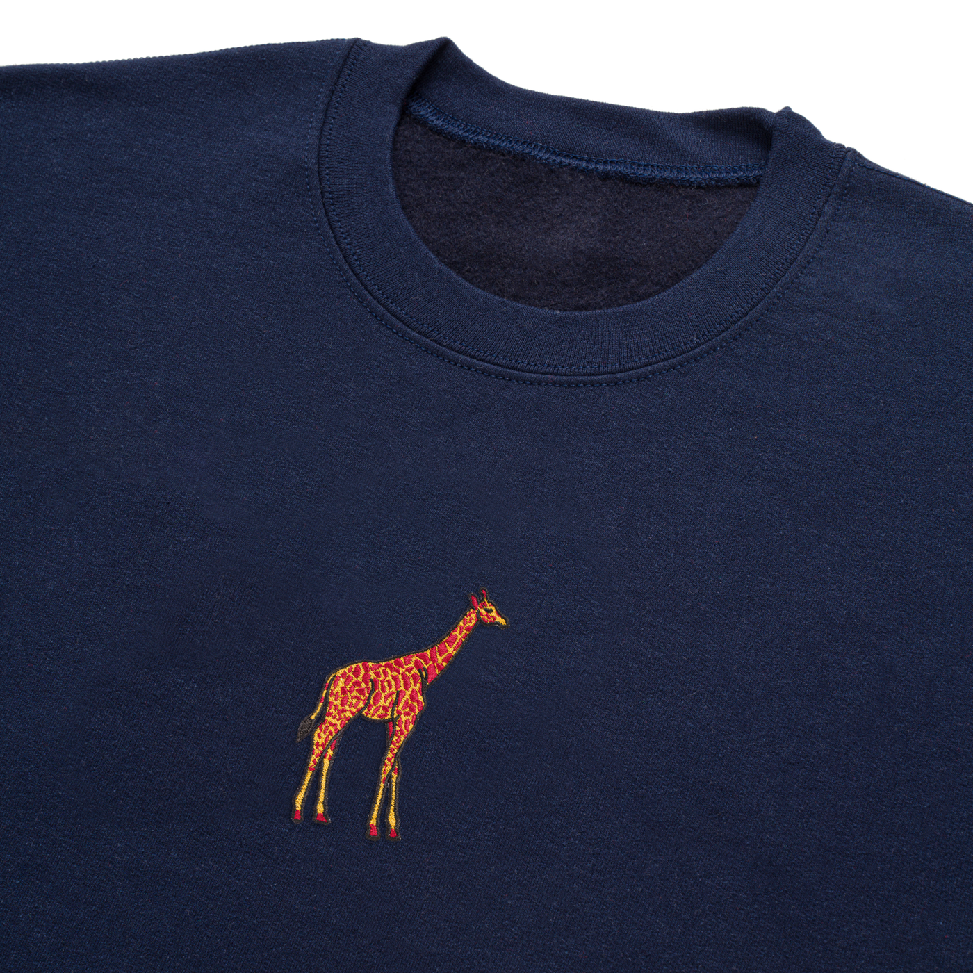 Bobby's Planet Men's Embroidered Giraffe Sweatshirt from African Animals Collection in Navy Color#color_navy