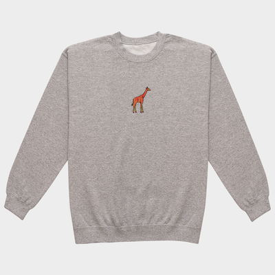 Bobby's Planet Men's Embroidered Giraffe Sweatshirt from African Animals Collection in Sport Grey Color#color_sport-grey