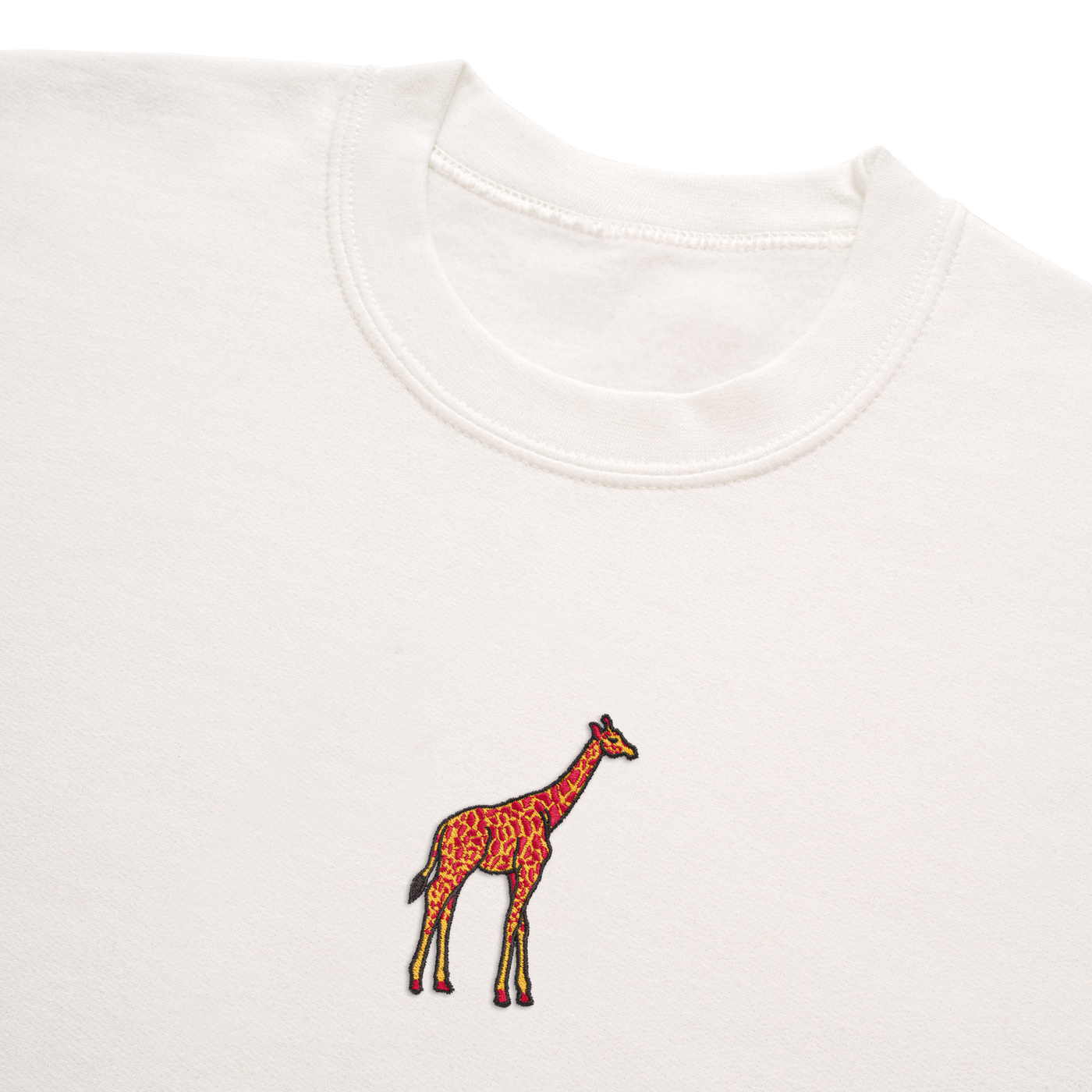 Bobby's Planet Men's Embroidered Giraffe Sweatshirt from African Animals Collection in White Color#color_white