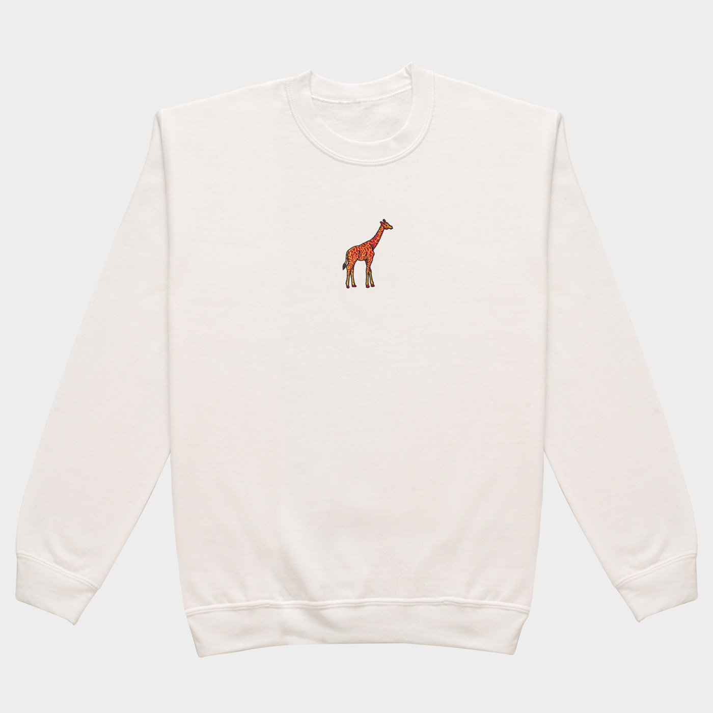 Bobby's Planet Women's Embroidered Giraffe Sweatshirt from African Animals Collection in White Color#color_white
