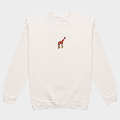 Bobby's Planet Women's Embroidered Giraffe Sweatshirt from African Animals Collection in White Color#color_white