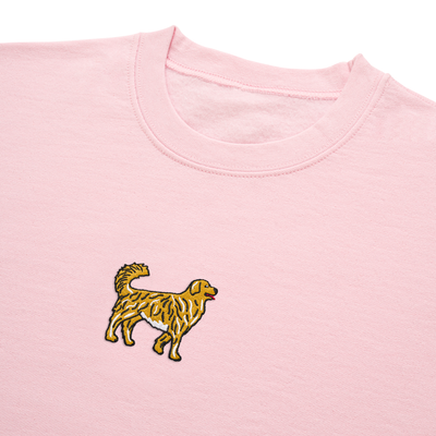 Bobby's Planet Women's Embroidered Golden Retriever Sweatshirt from Paws Dog Cat Animals Collection in Light Pink Color#color_light-pink
