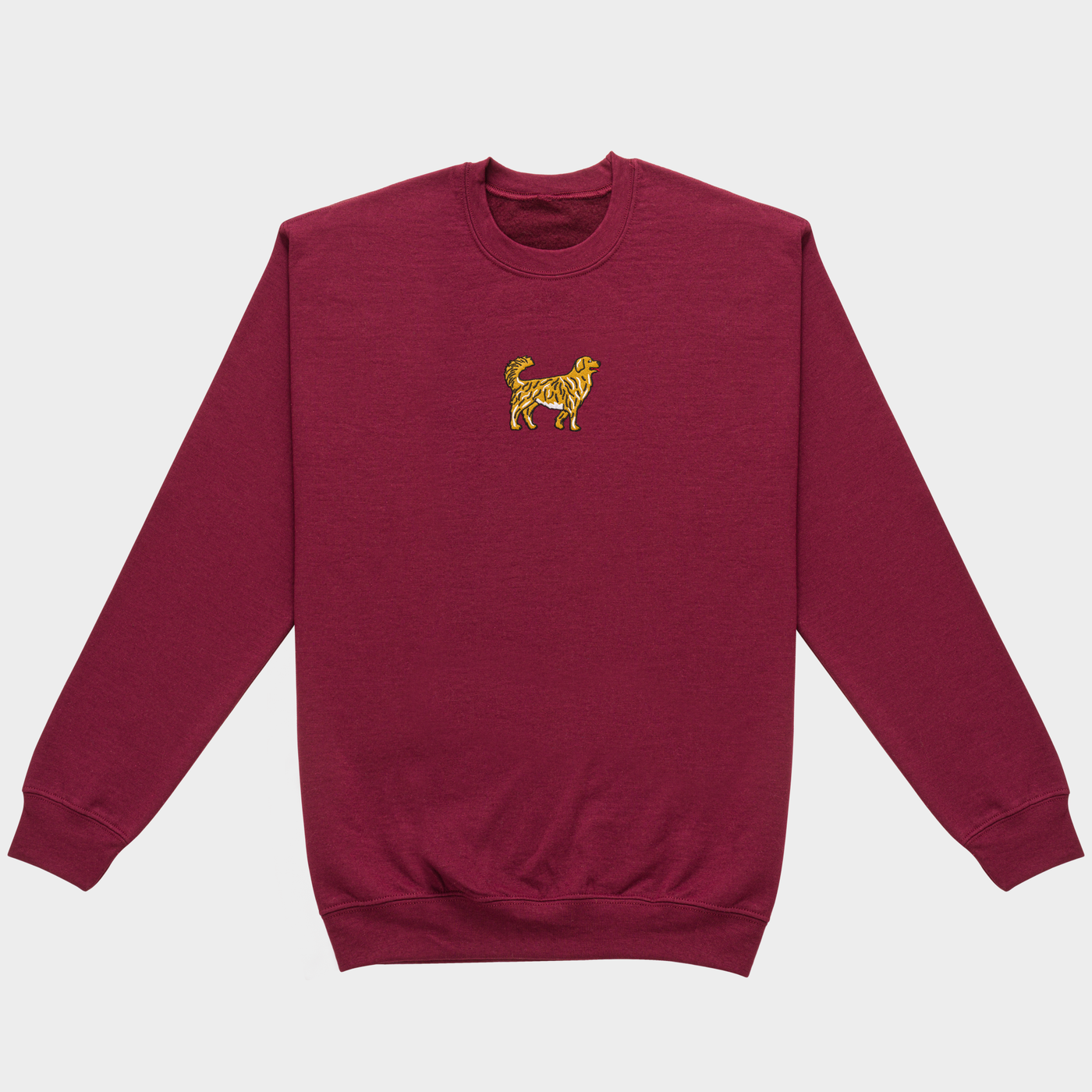 Bobby's Planet Men's Embroidered Golden Retriever Sweatshirt from Paws Dog Cat Animals Collection in Maroon Color#color_maroon