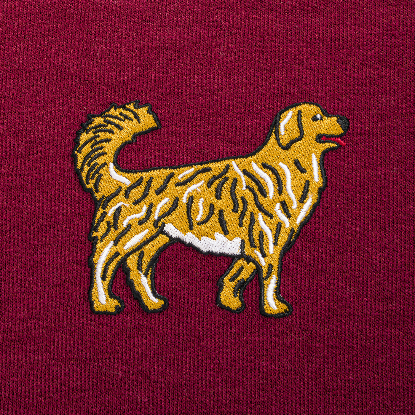 Bobby's Planet Men's Embroidered Golden Retriever Sweatshirt from Paws Dog Cat Animals Collection in Maroon Color#color_maroon