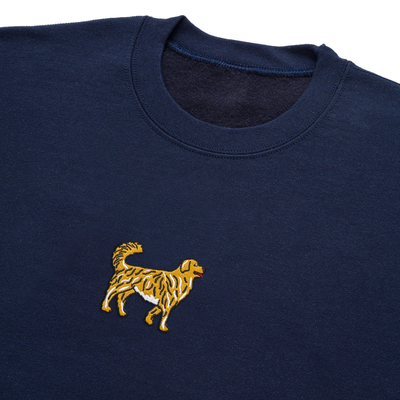 Bobby's Planet Men's Embroidered Golden Retriever Sweatshirt from Paws Dog Cat Animals Collection in Navy Color#color_navy