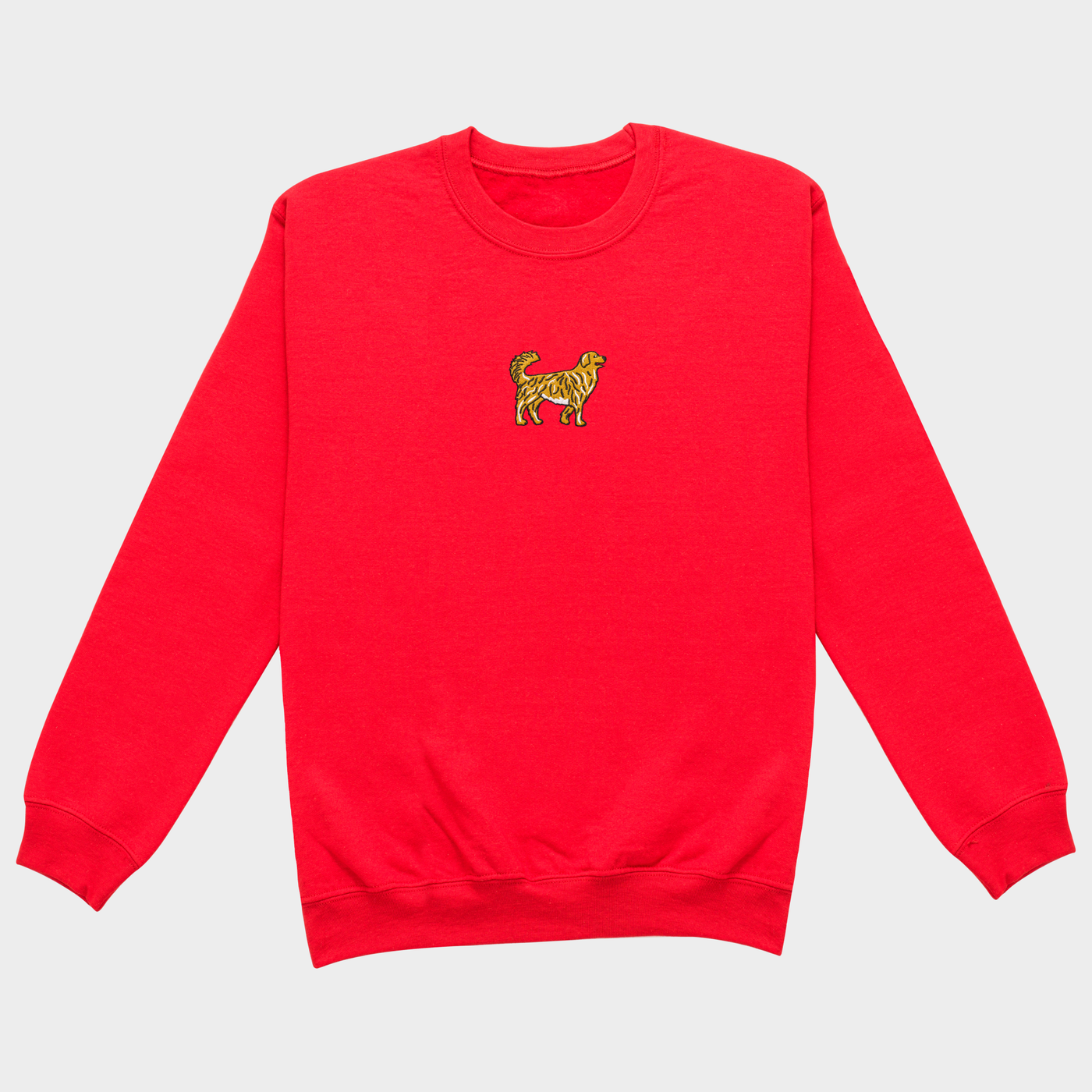 Bobby's Planet Women's Embroidered Golden Retriever Sweatshirt from Paws Dog Cat Animals Collection in Red Color#color_red
