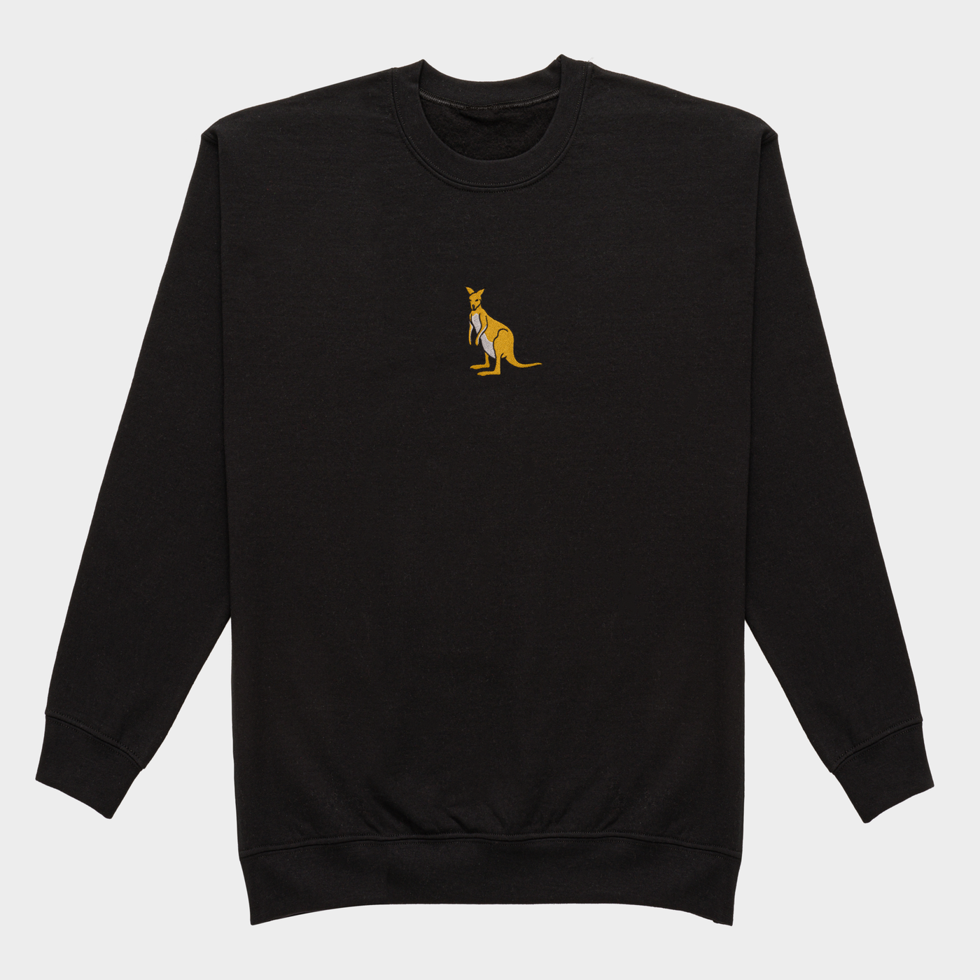Bobby's Planet Men's Embroidered Kangaroo Sweatshirt from Australia Down Under Animals Collection in Black Color#color_black