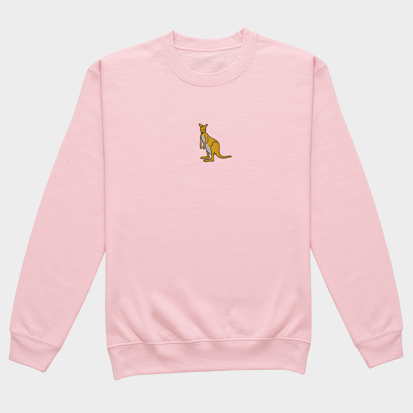Bobby's Planet Women's Embroidered Kangaroo Sweatshirt from Australia Down Under Animals Collection in Light Pink Color#color_light-pink