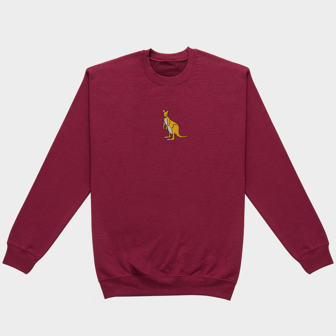 Bobby's Planet Men's Embroidered Kangaroo Sweatshirt from Australia Down Under Animals Collection in Maroon Color#color_maroon