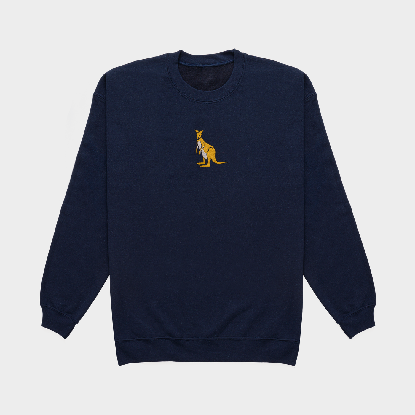 Bobby's Planet Men's Embroidered Kangaroo Sweatshirt from Australia Down Under Animals Collection in Navy Color#color_navy