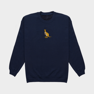 Bobby's Planet Men's Embroidered Kangaroo Sweatshirt from Australia Down Under Animals Collection in Navy Color#color_navy