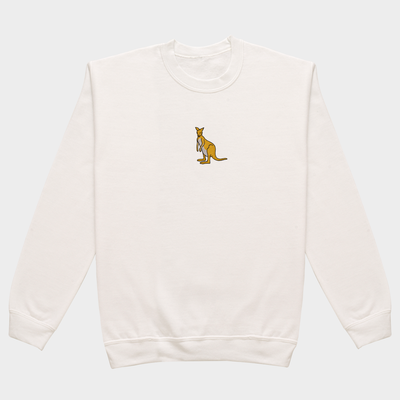 Bobby's Planet Men's Embroidered Kangaroo Sweatshirt from Australia Down Under Animals Collection in White Color#color_white