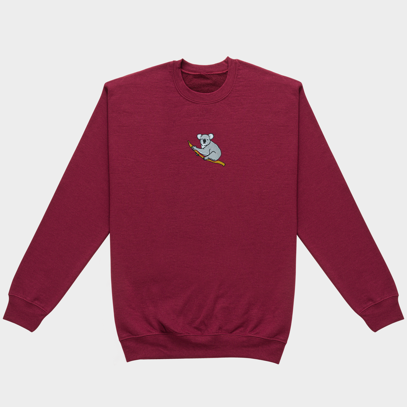 Bobby's Planet Men's Embroidered Koala Sweatshirt from Australia Down Under Animals Collection in Maroon Color#color_maroon