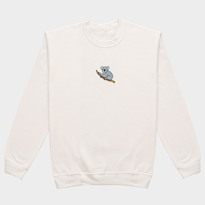 Bobby's Planet Women's Embroidered Koala Sweatshirt from Australia Down Under Animals Collection in White Color#color_white