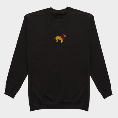 Bobby's Planet Men's Embroidered Lion Sweatshirt from African Animals Collection in Black Color#color_black