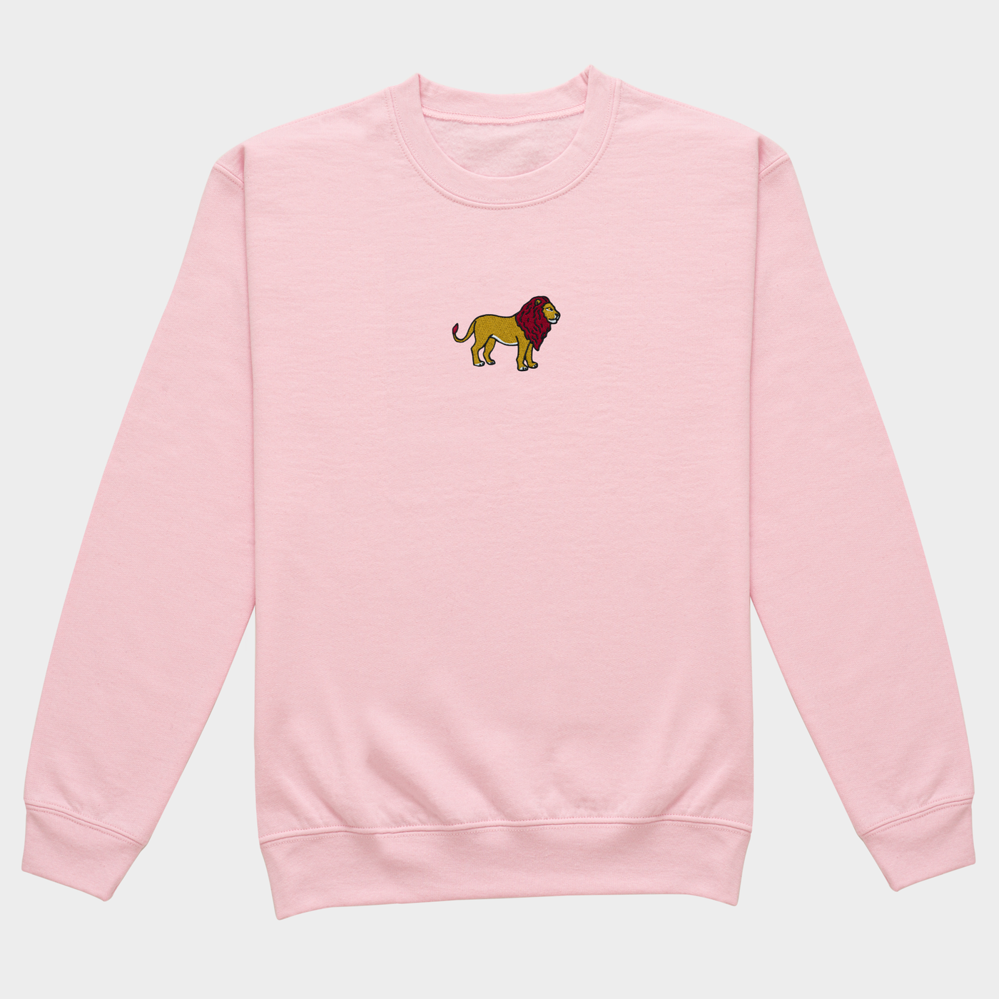 Bobby's Planet Women's Embroidered Lion Sweatshirt from African Animals Collection in Light Pink Color#color_light-pink