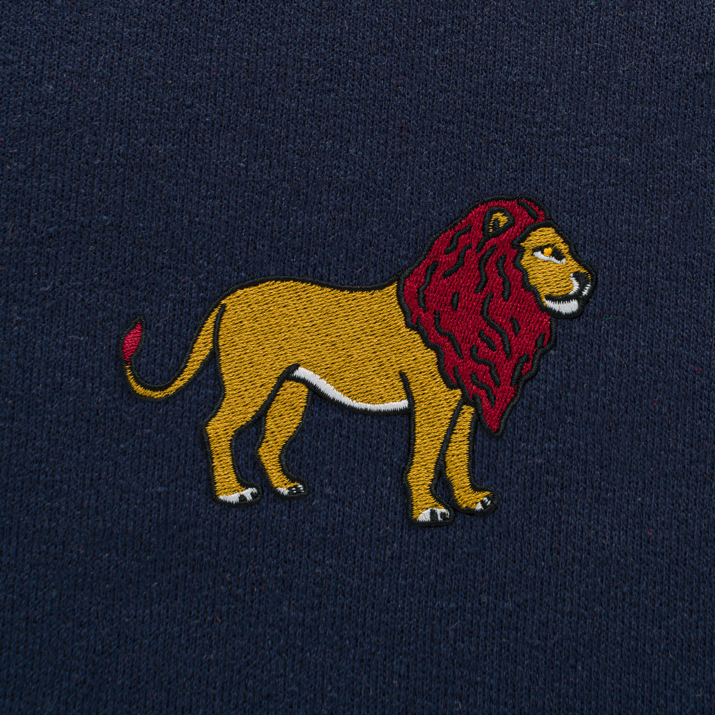 Bobby's Planet Men's Embroidered Lion Sweatshirt from African Animals Collection in Navy Color#color_navy