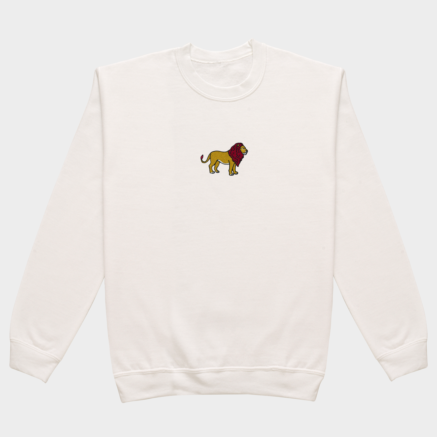 Bobby's Planet Men's Embroidered Lion Sweatshirt from African Animals Collection in White Color#color_white