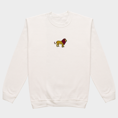Bobby's Planet Women's Embroidered Lion Sweatshirt from African Animals Collection in White Color#color_white