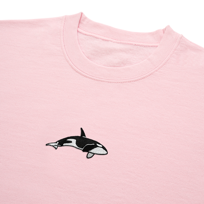 Bobby's Planet Women's Embroidered Orca Sweatshirt from Seven Seas Fish Animals Collection in Light Pink Color#color_light-pink