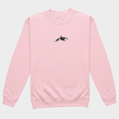 Bobby's Planet Women's Embroidered Orca Sweatshirt from Seven Seas Fish Animals Collection in Light Pink Color#color_light-pink