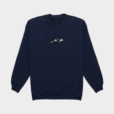 Bobby's Planet Women's Embroidered Orca Sweatshirt from Seven Seas Fish Animals Collection in Navy Color#color_navy