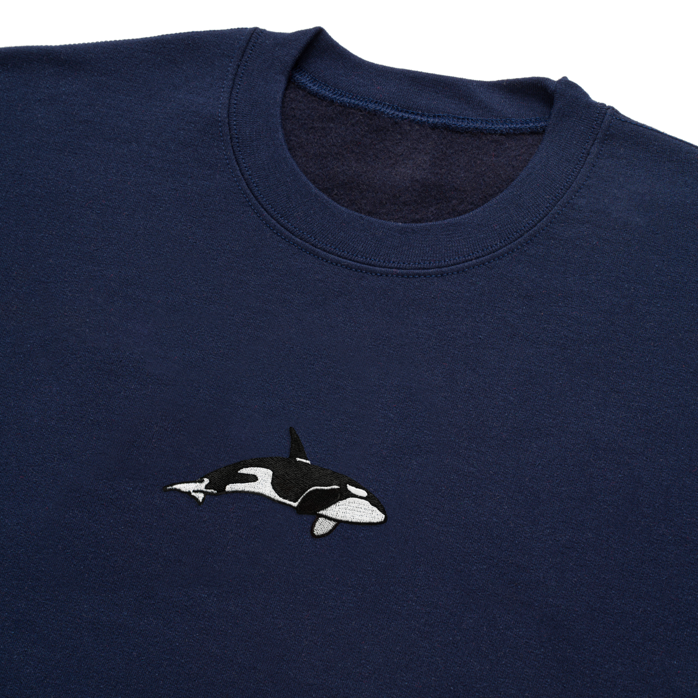 Bobby's Planet Men's Embroidered Orca Sweatshirt from Seven Seas Fish Animals Collection in Navy Color#color_navy
